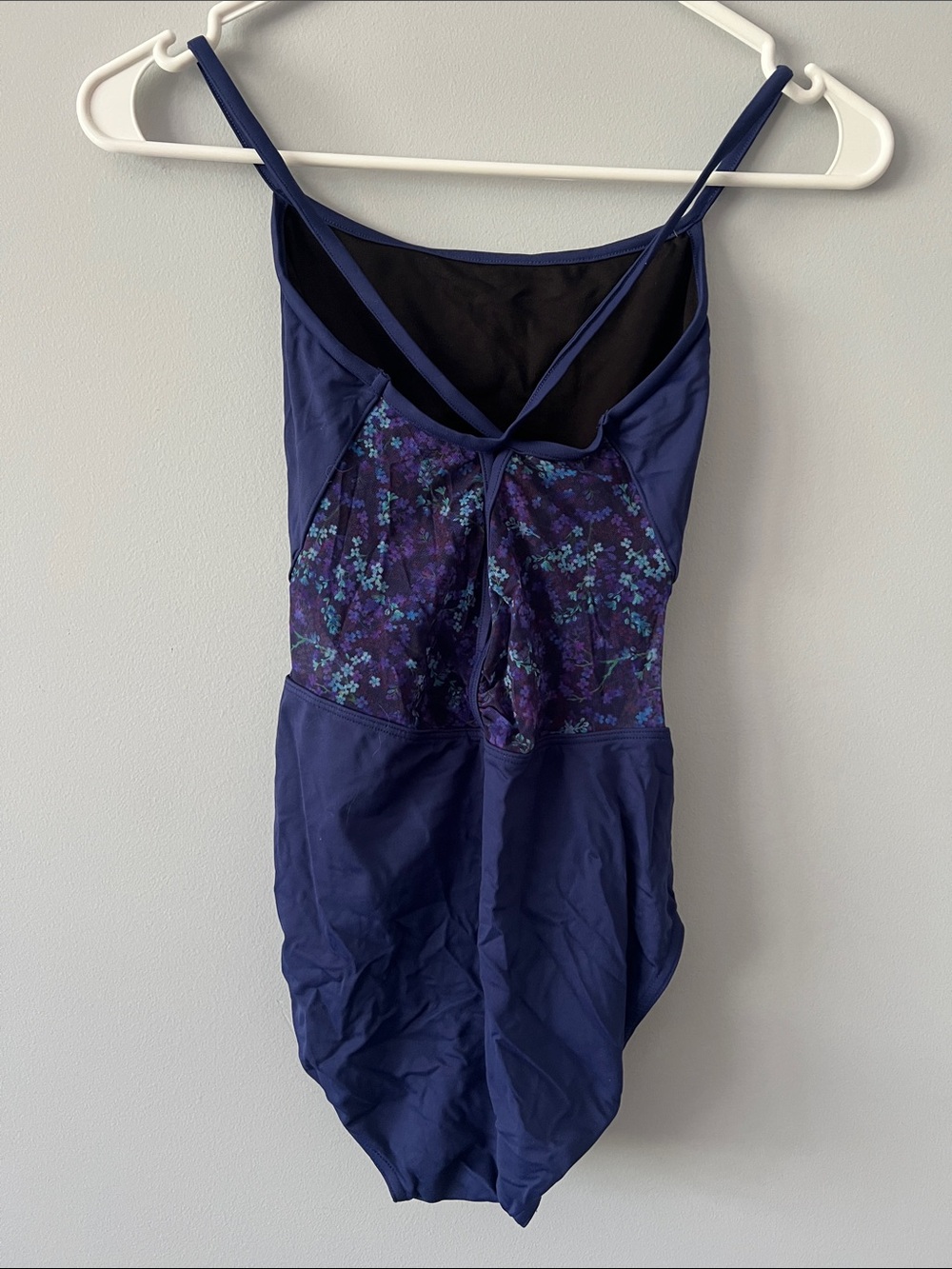Bloch Navy Blue Floral-Print Leotard Bodysuit